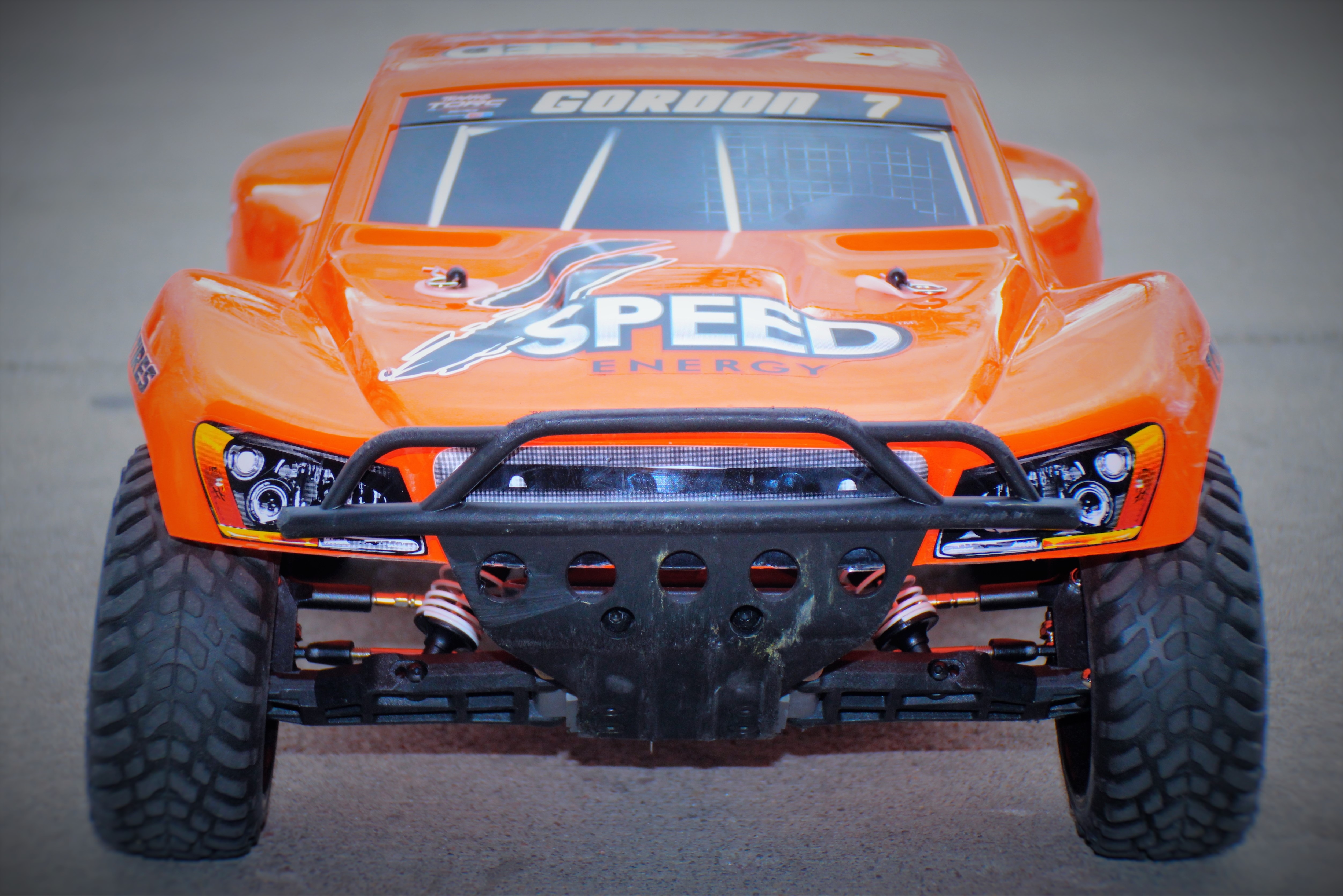 orange and black r/c race car