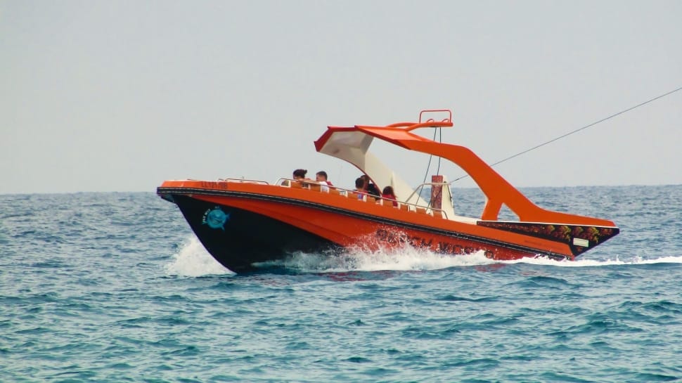 orange and black speedboat preview