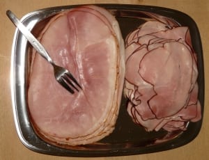raw ham and stainless steel fork thumbnail