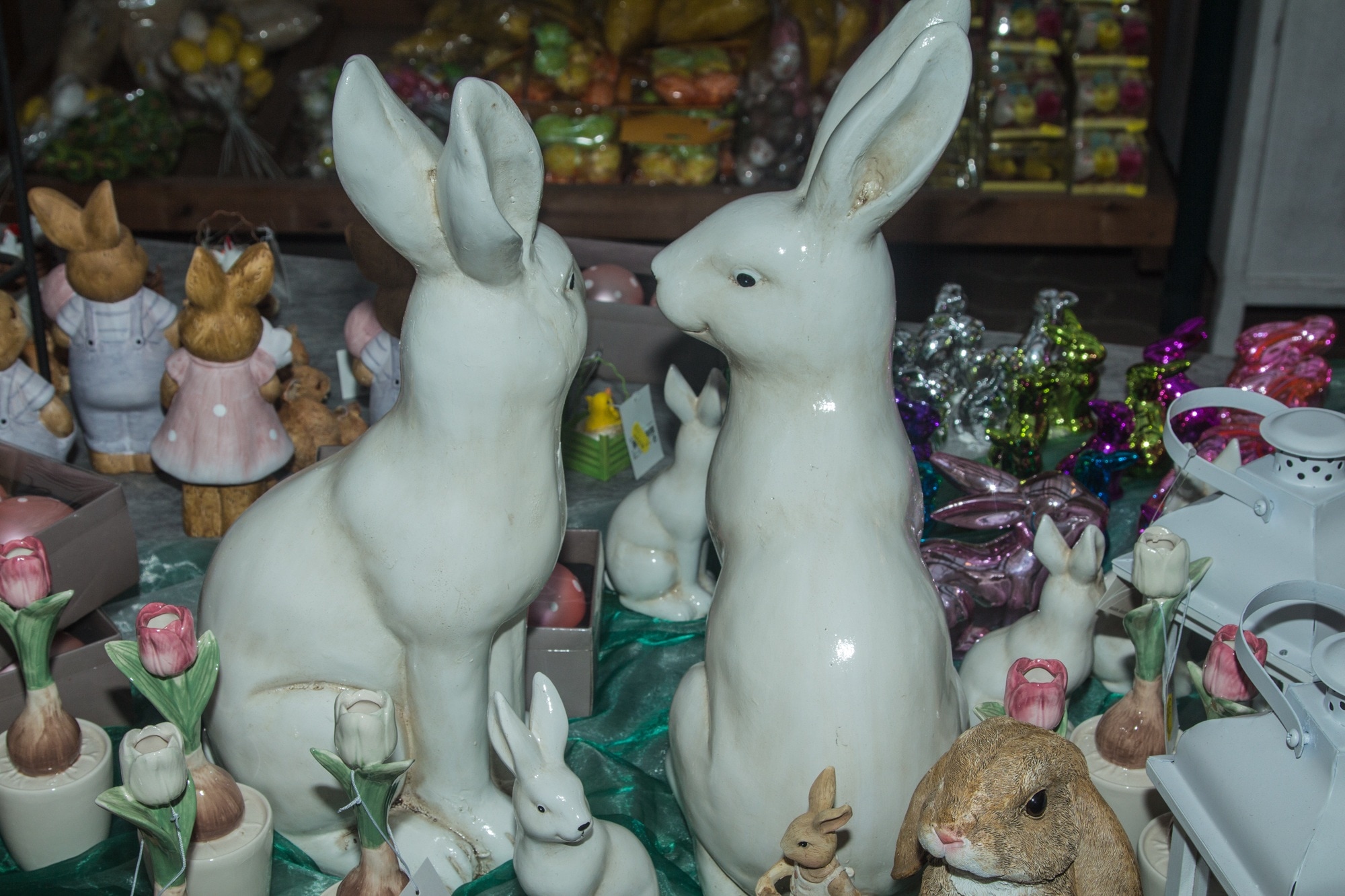white ceramic rabbit figurine