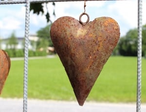 brown heart shaped hanging decor thumbnail