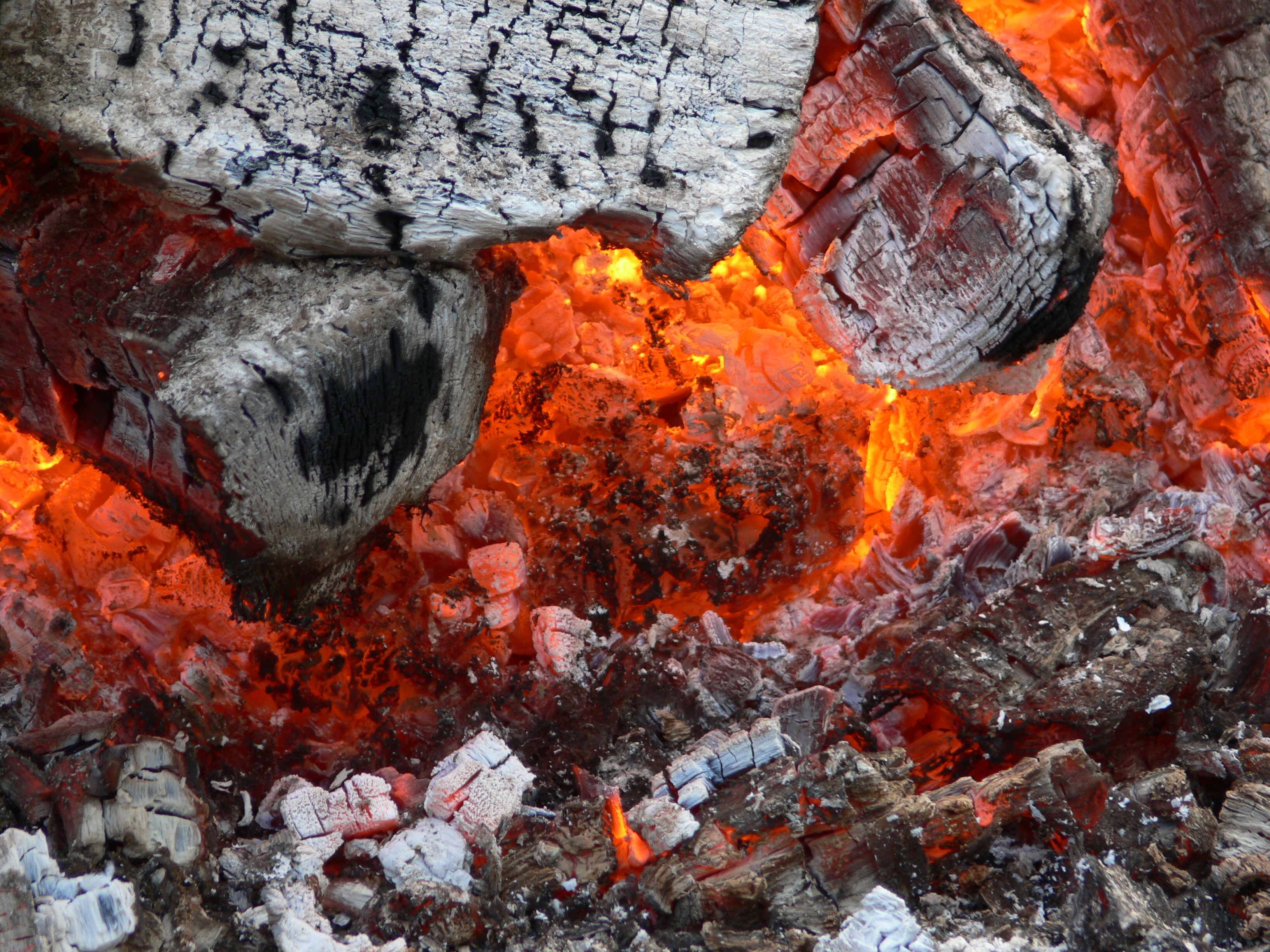 burning charcoal