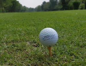 white golf ball and yellow tee thumbnail