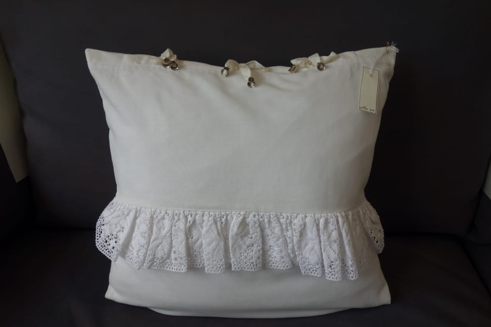 white with ruffles throw pillow preview
