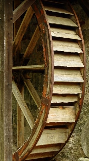 brown wooden water mill thumbnail