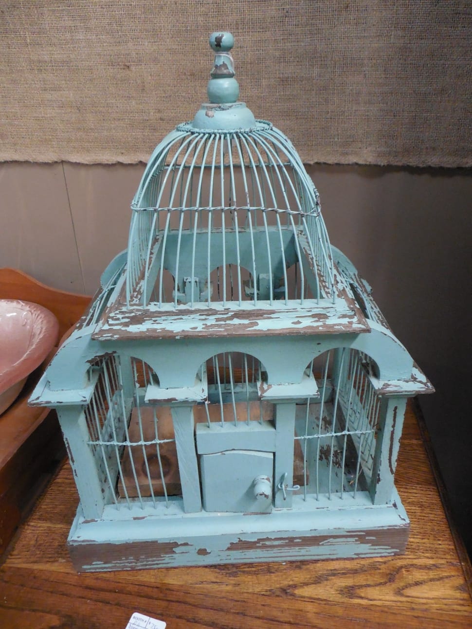 blue wooden bird cage preview