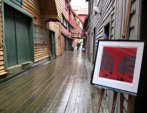 painting in easel and brown wood pathway thumbnail