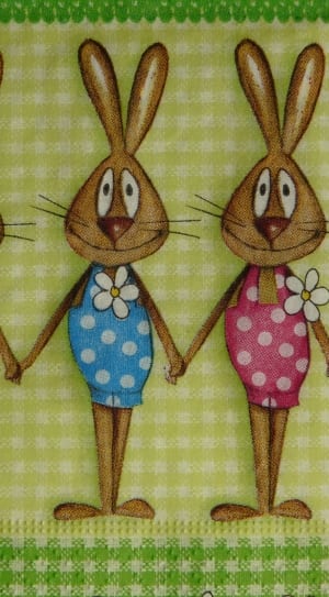 3 brown dressed rabbits printed texttile thumbnail