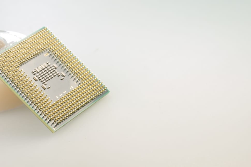 yellow computer processor with white background preview