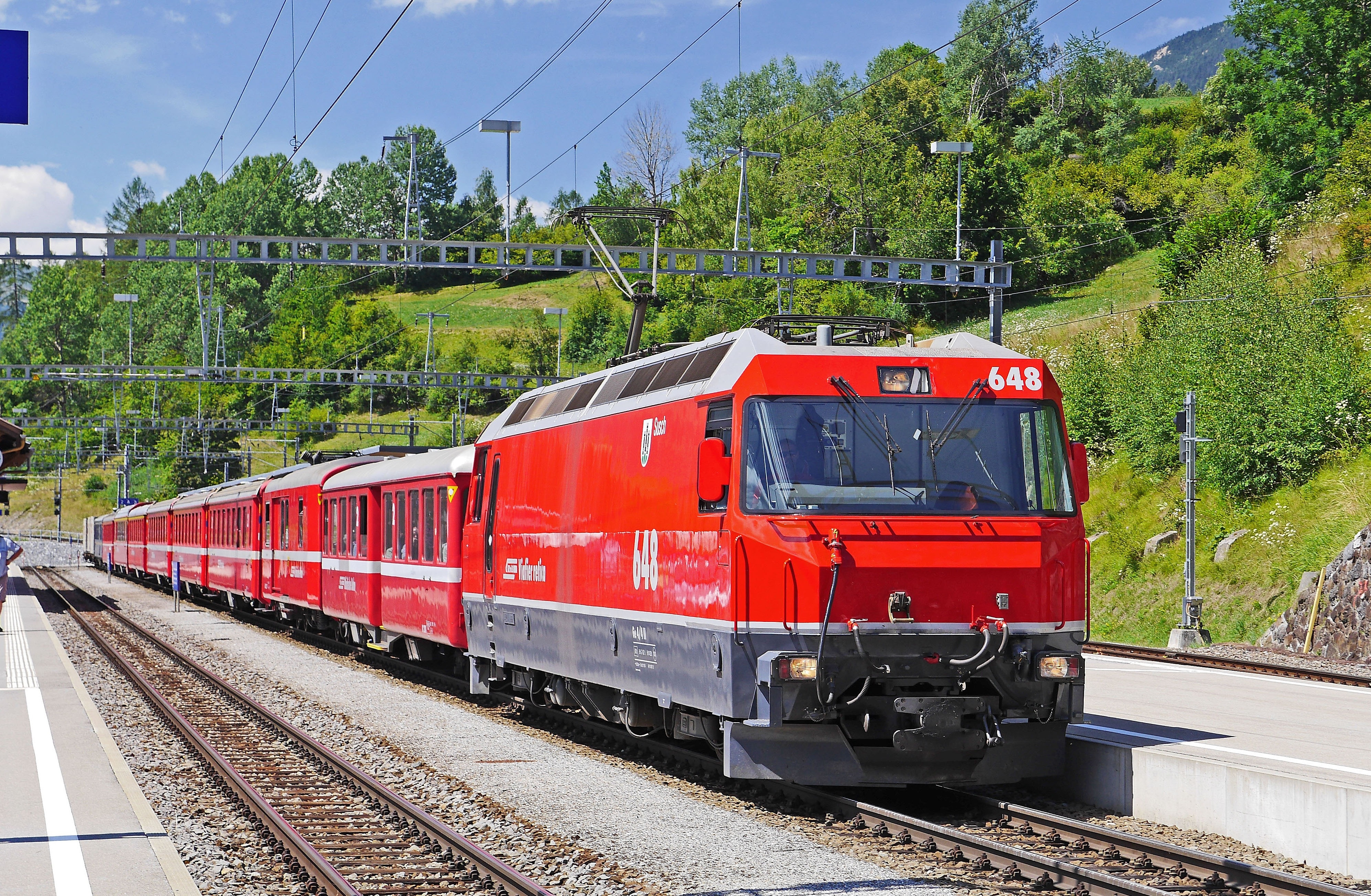 red and white train