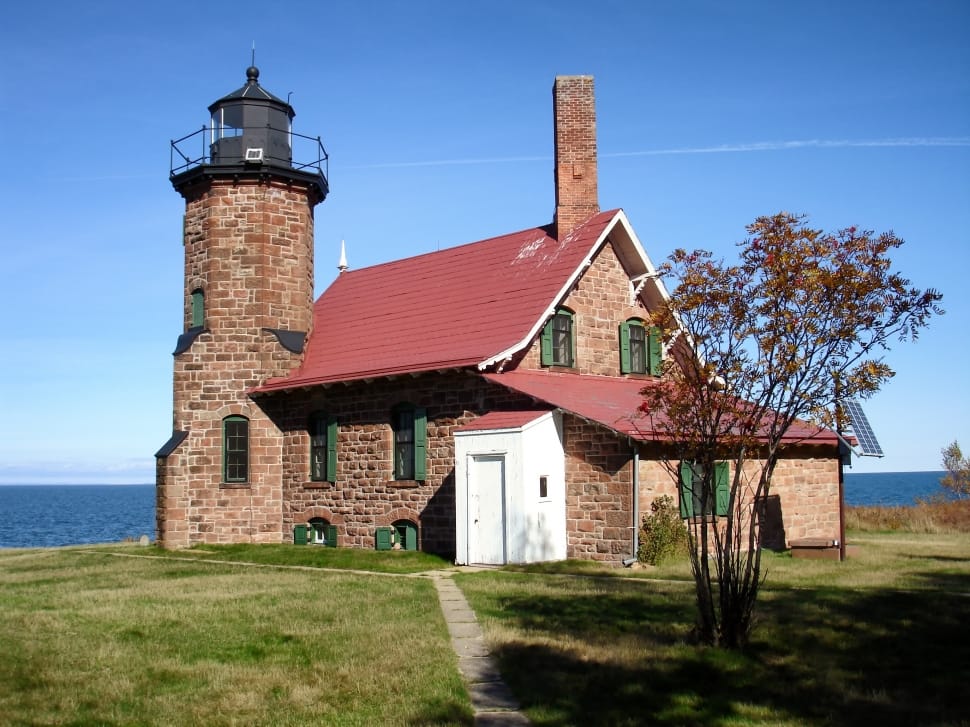 brown cinder brick house with lighthouse preview