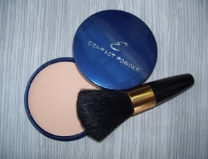 compact powder blush on and  makeup brush thumbnail