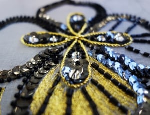 black and yellow sequined floral designed decor thumbnail