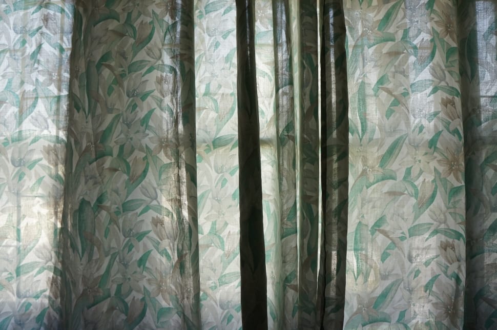 grey and green floral window curtain preview