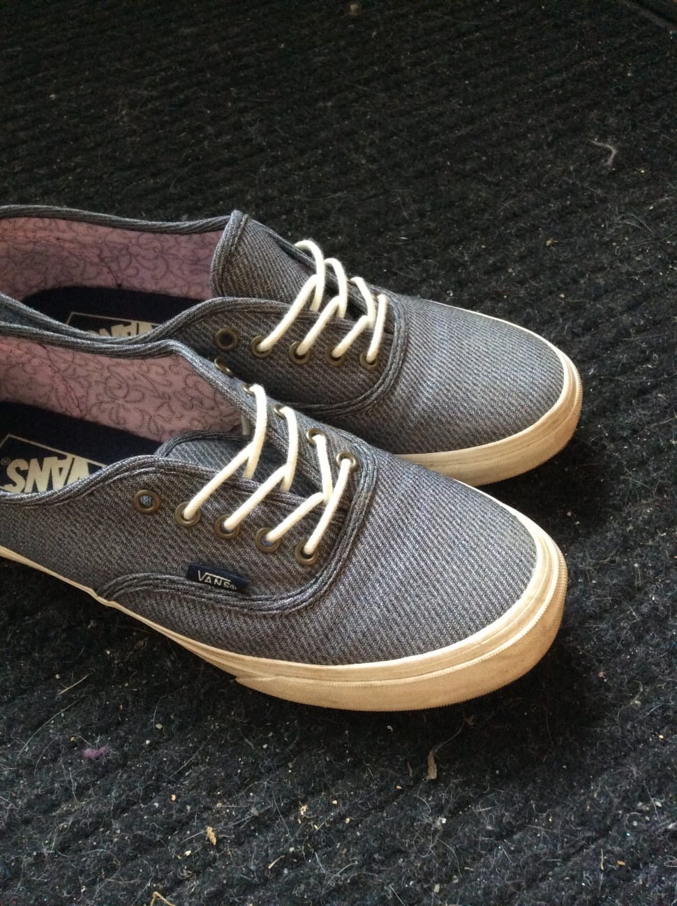 gray and white vans low top sneakers preview