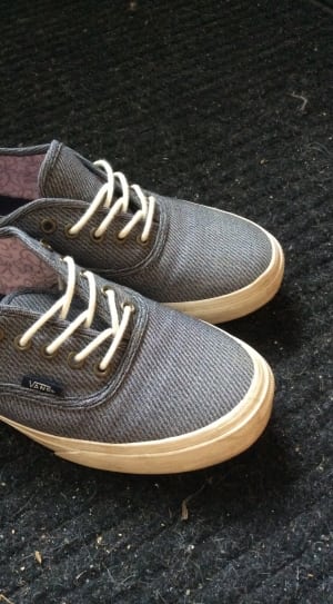 gray and white vans low top sneakers thumbnail