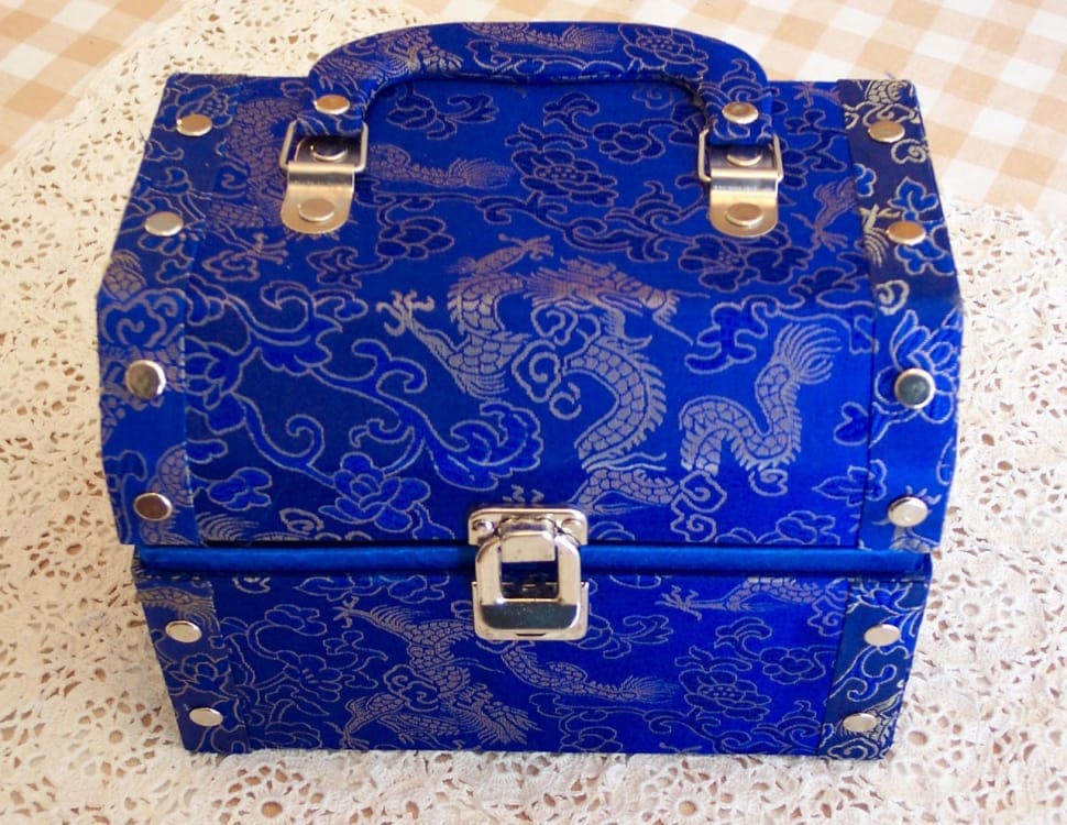 blue and silver floral chest box preview