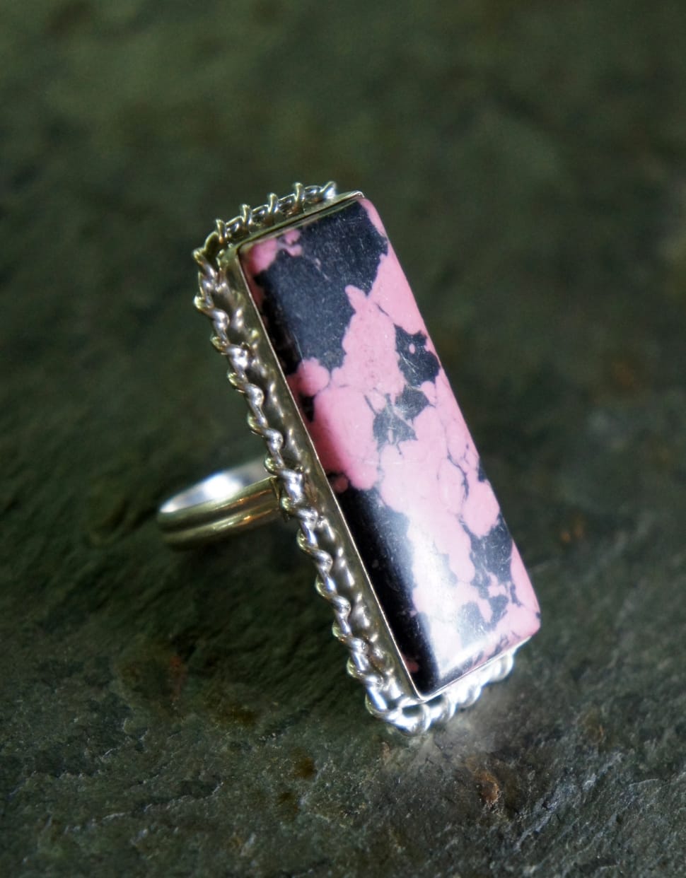 silver, pink and black plated ring preview