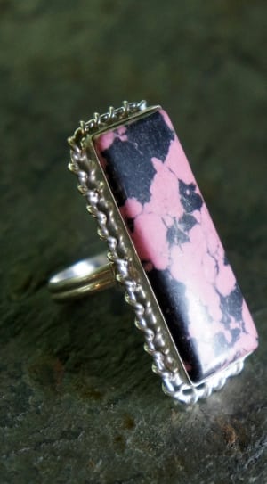 silver, pink and black plated ring thumbnail