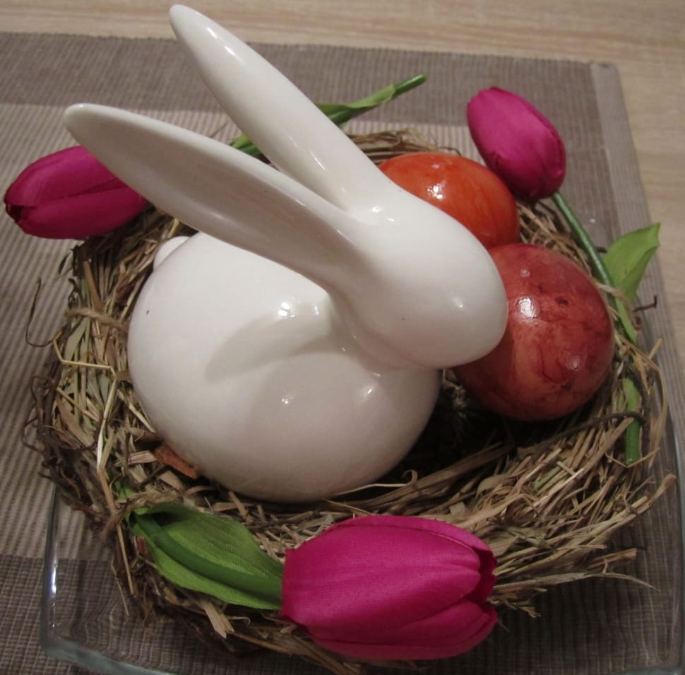 white rabbit ceramic figurine preview