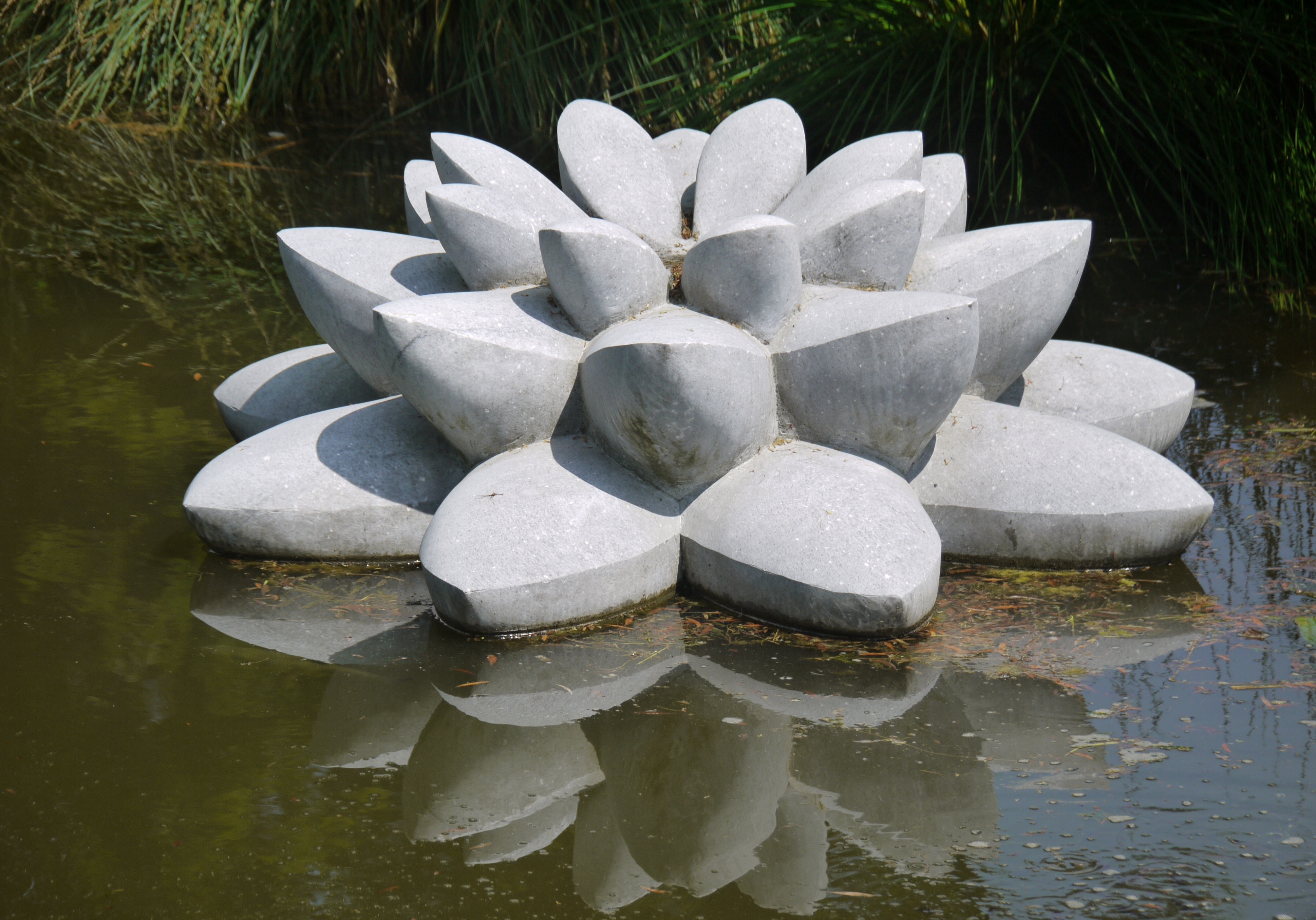 gray concrete lotus decoration