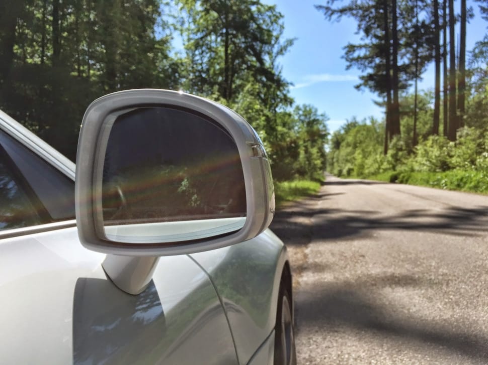 gray car side mirror preview