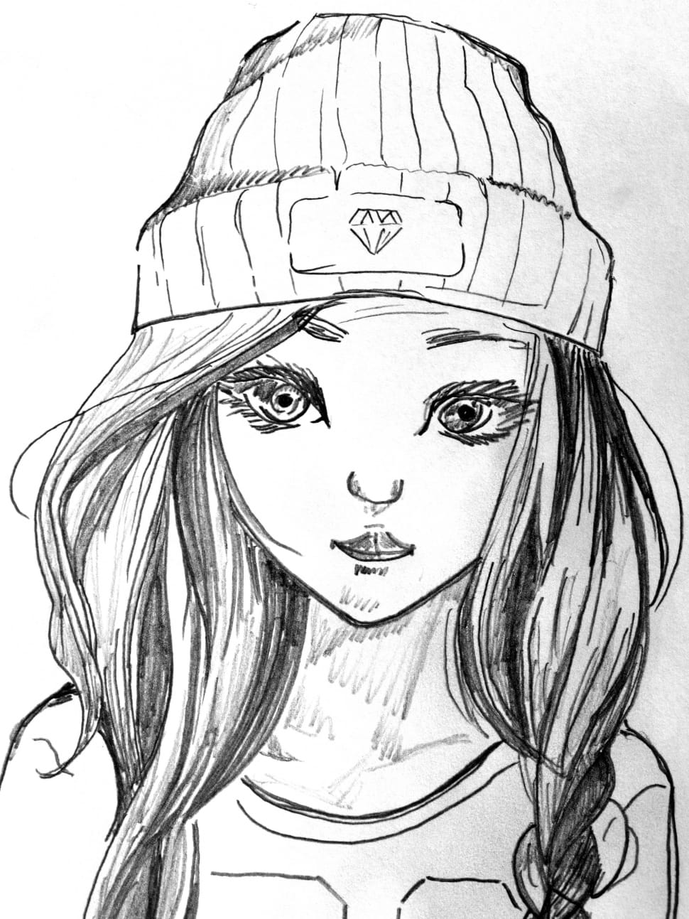 woman with knit cap sketch preview
