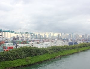 areal view photo of city under gray cloudy sky thumbnail