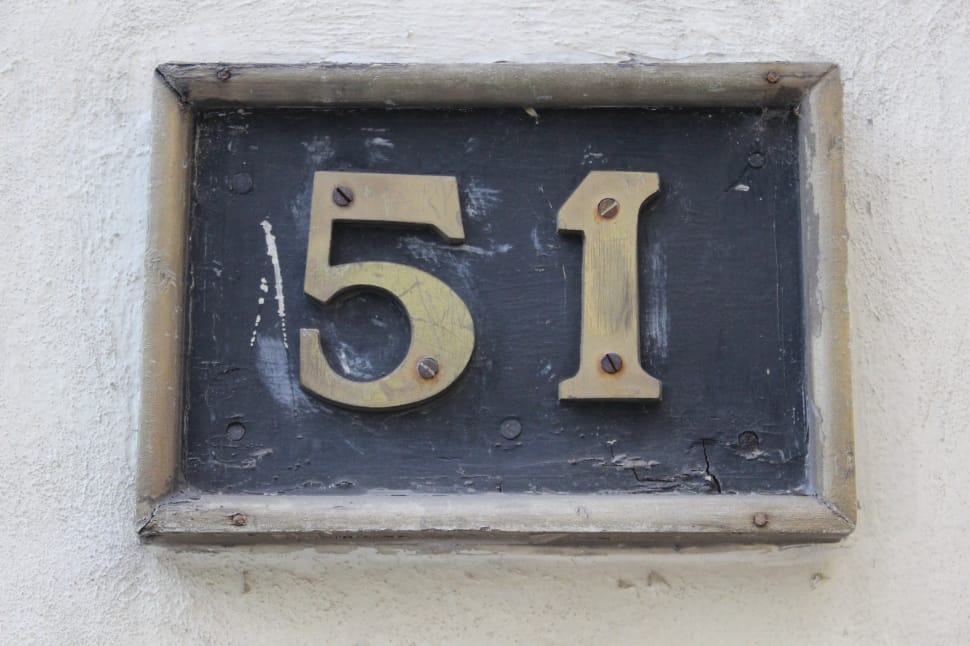 black and beige 51 wall number signage preview