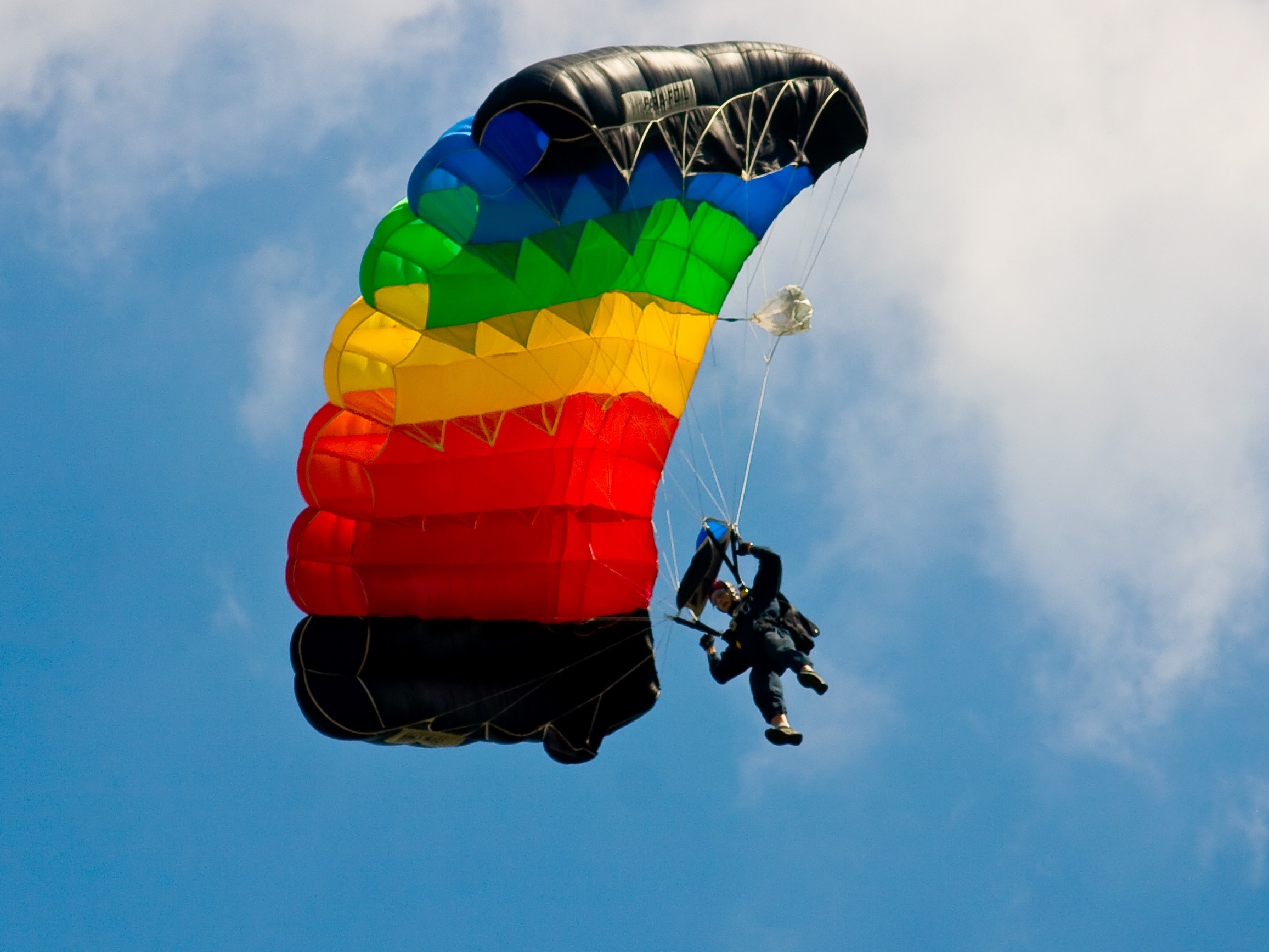 red green and black parachute