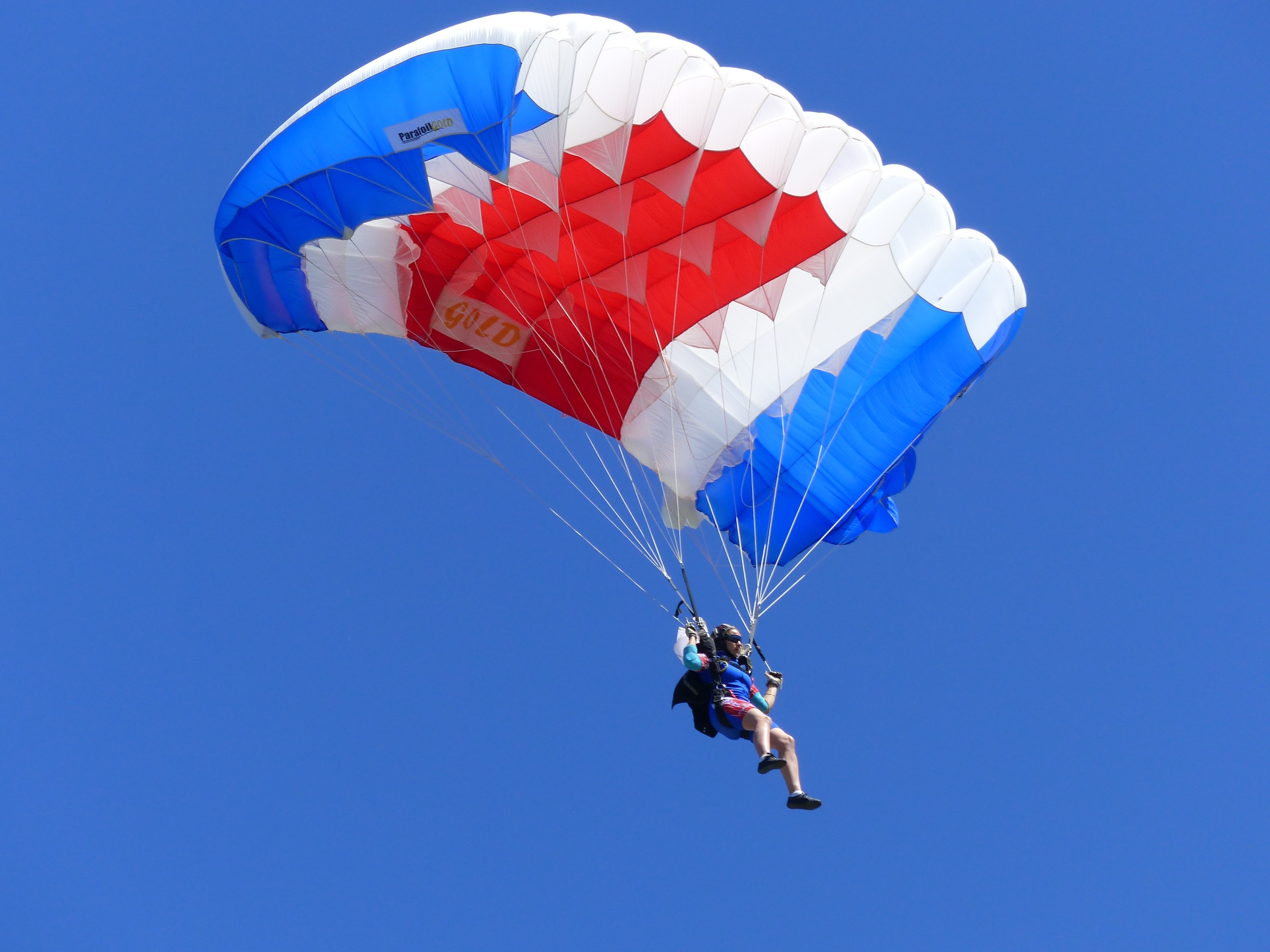 white red and blue parachute