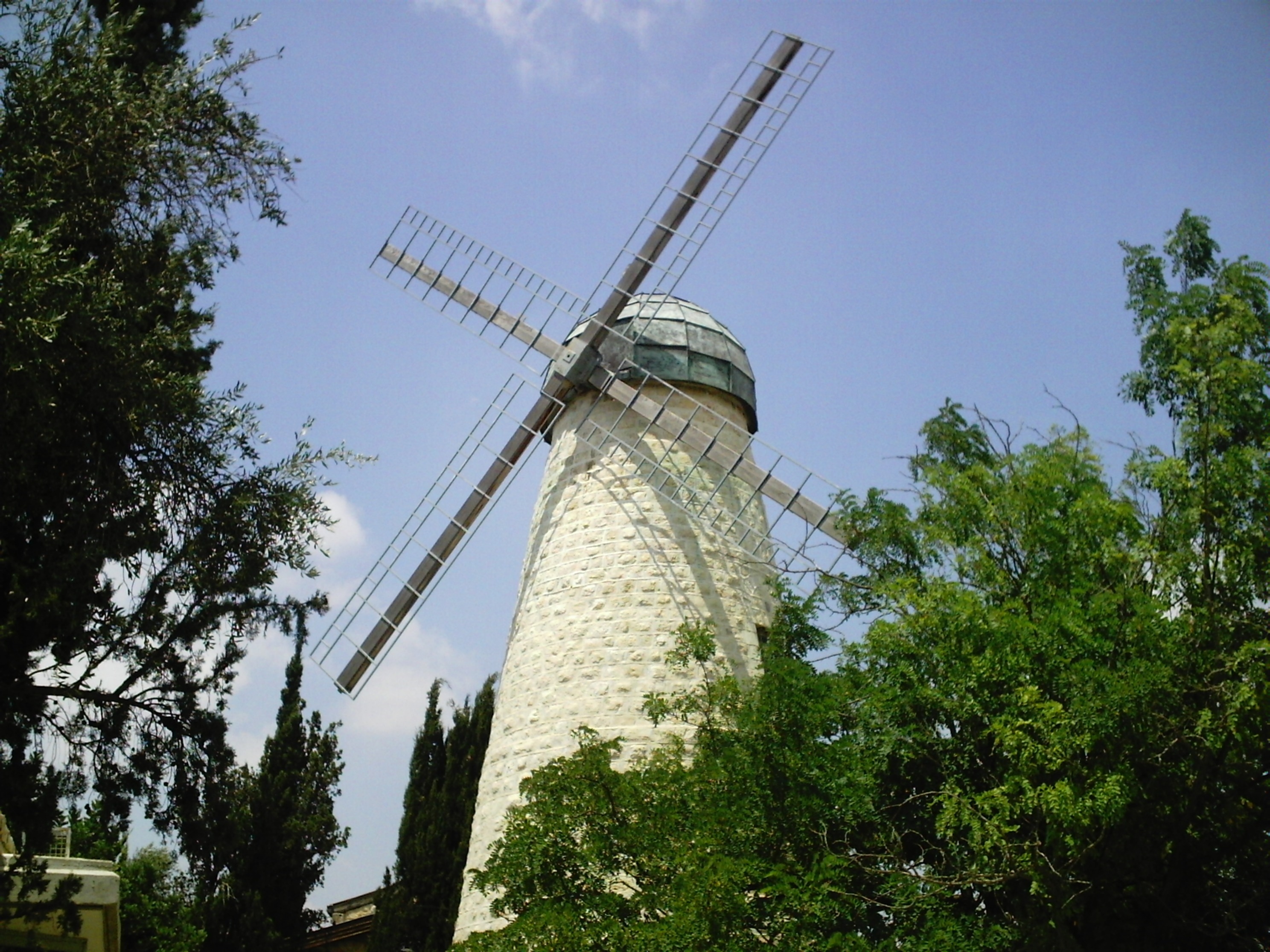 white concrete windmill