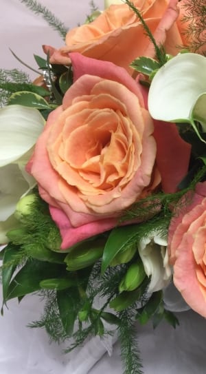 orange white and pink bouquet of flower thumbnail