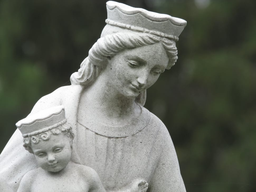 gray ceramic woman and baby decor preview