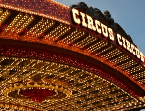 circus circus led lighted signage under blue sky thumbnail