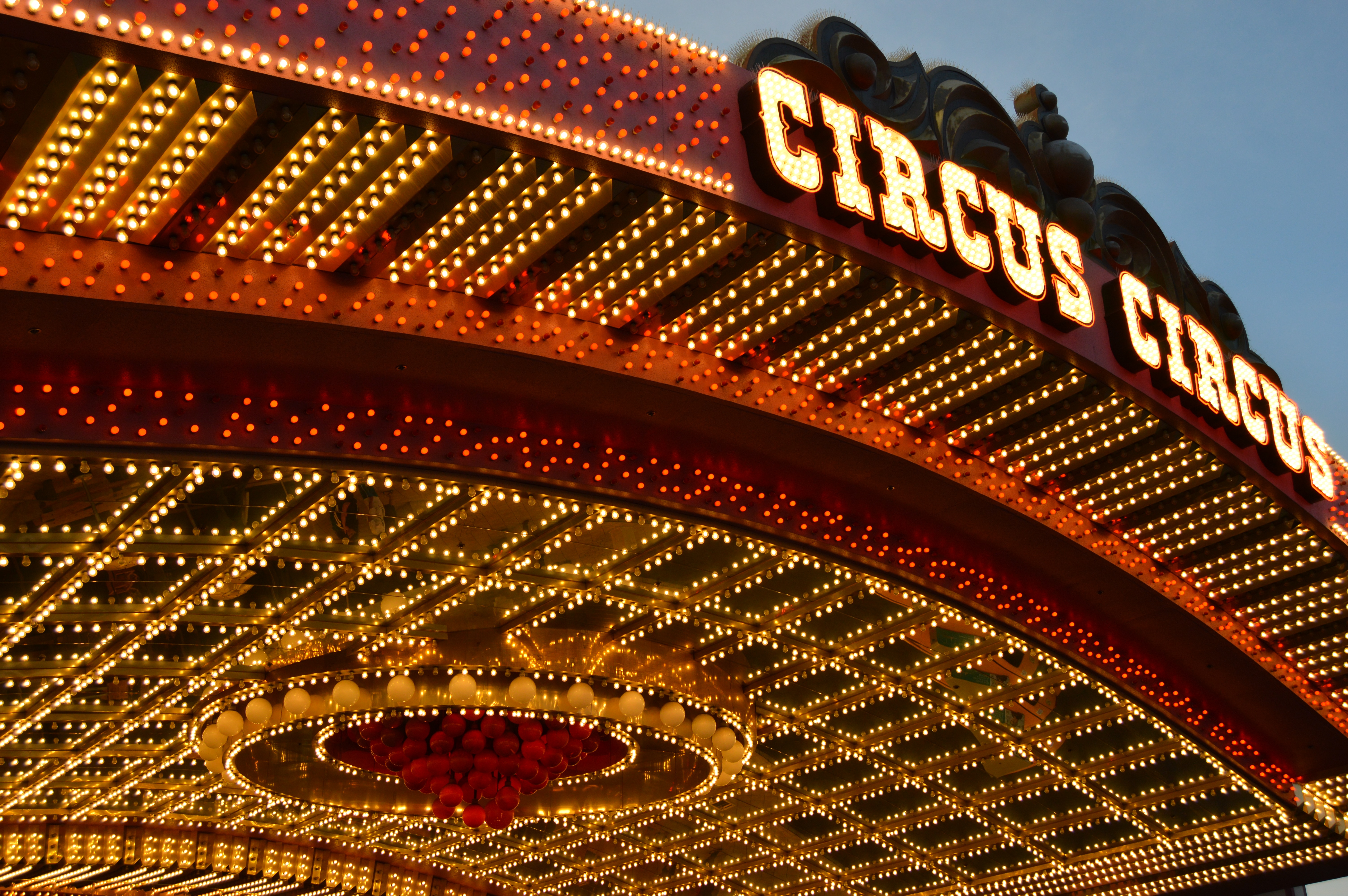 circus circus led lighted signage under blue sky