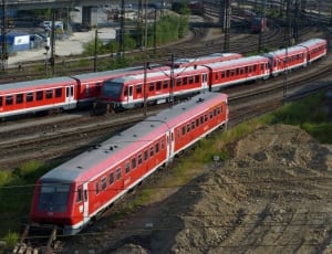 3 red and silver trains thumbnail