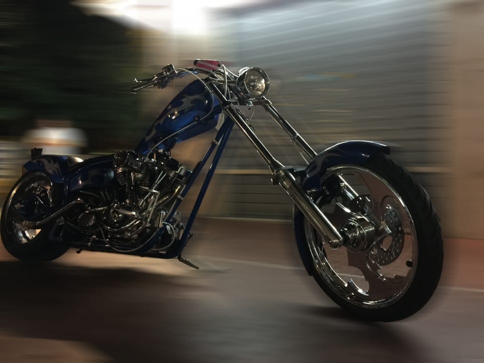 blue chopper motorcycle preview