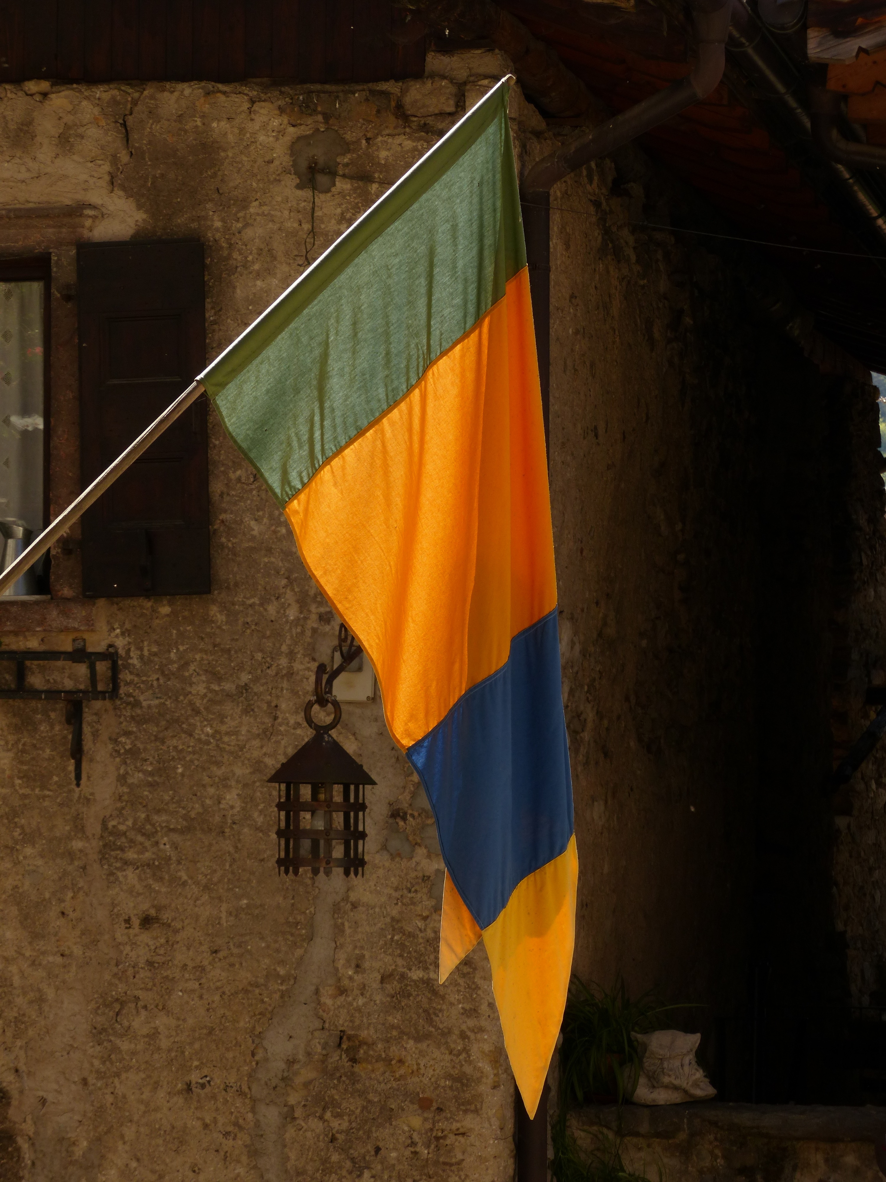 gray orange and blue flag