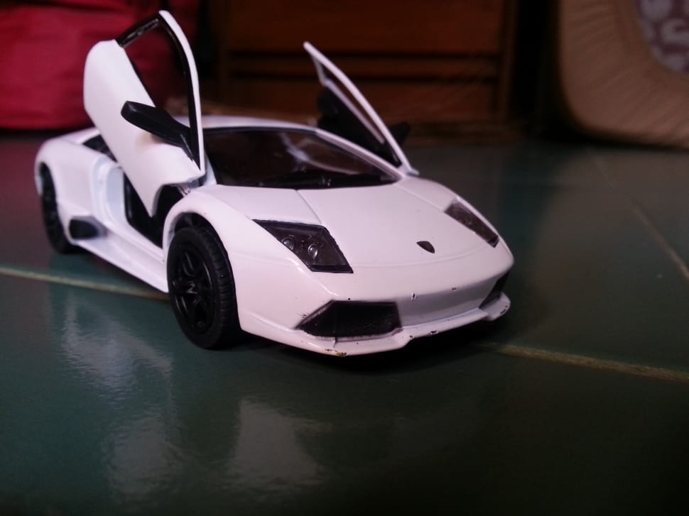 white Lamborghini miniature toy preview