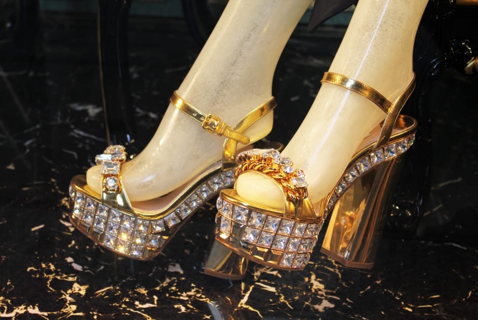 gold studded open toe mary jane platform chunky heels sandals preview