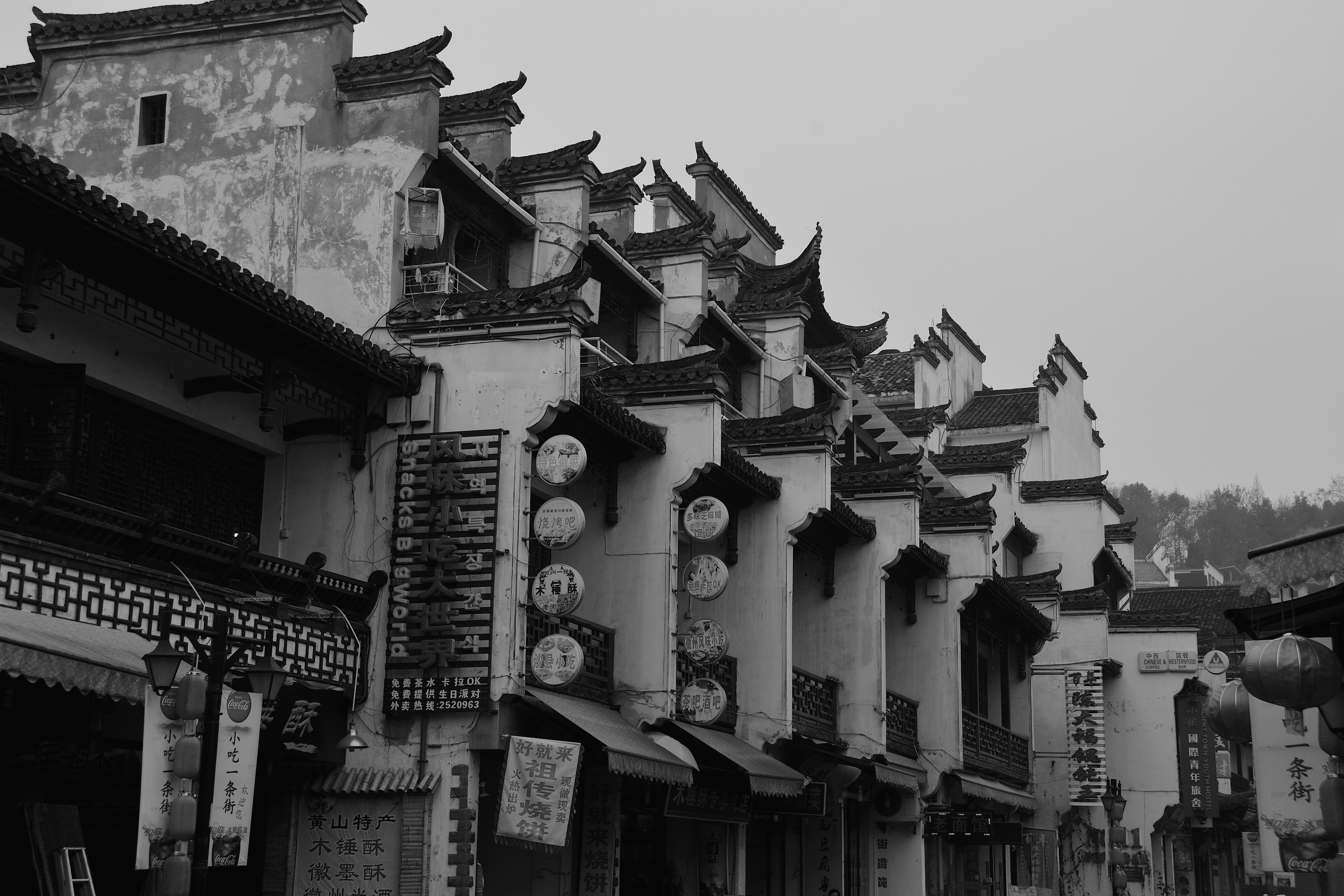 white and black photographed buildings