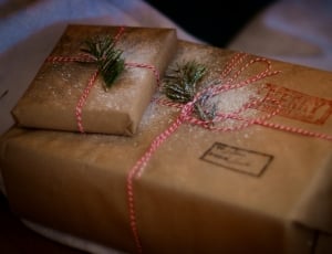 two brown gift boxes thumbnail