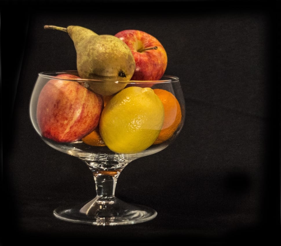 clear wine glass with fruits preview
