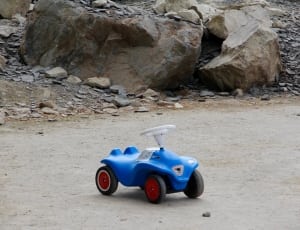 children's blue ride on car toy thumbnail