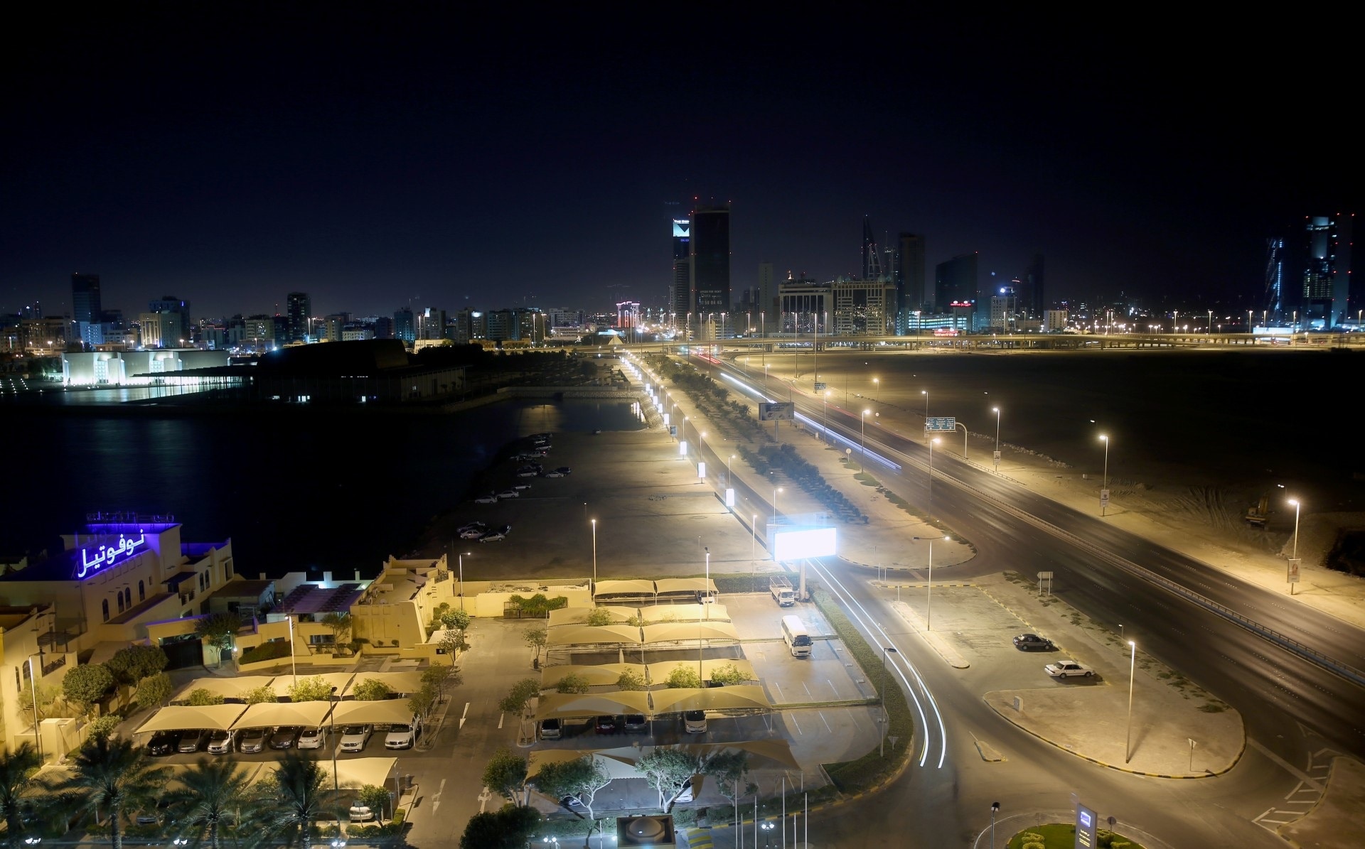 Night, City, Bahrain, Street, Cityscape, illuminated, city