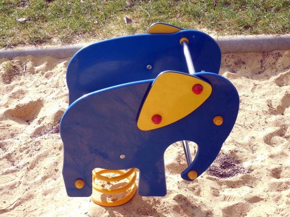blue and yellow riding elephant toy preview