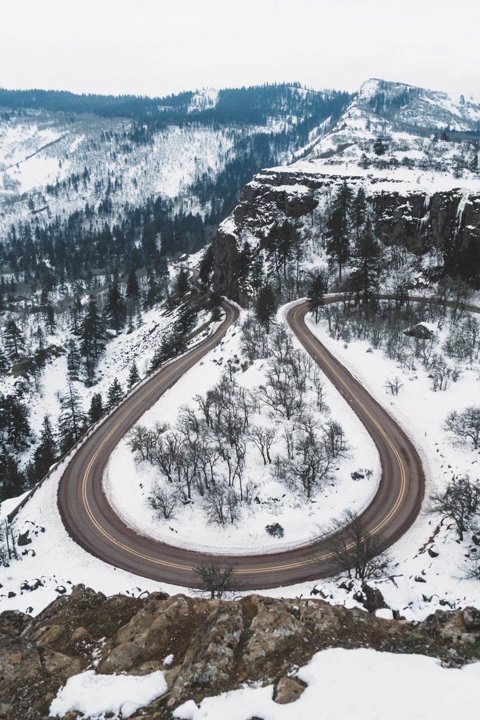 aerial photo of road and snow preview