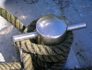 grey rope tied in stainless steel post thumbnail