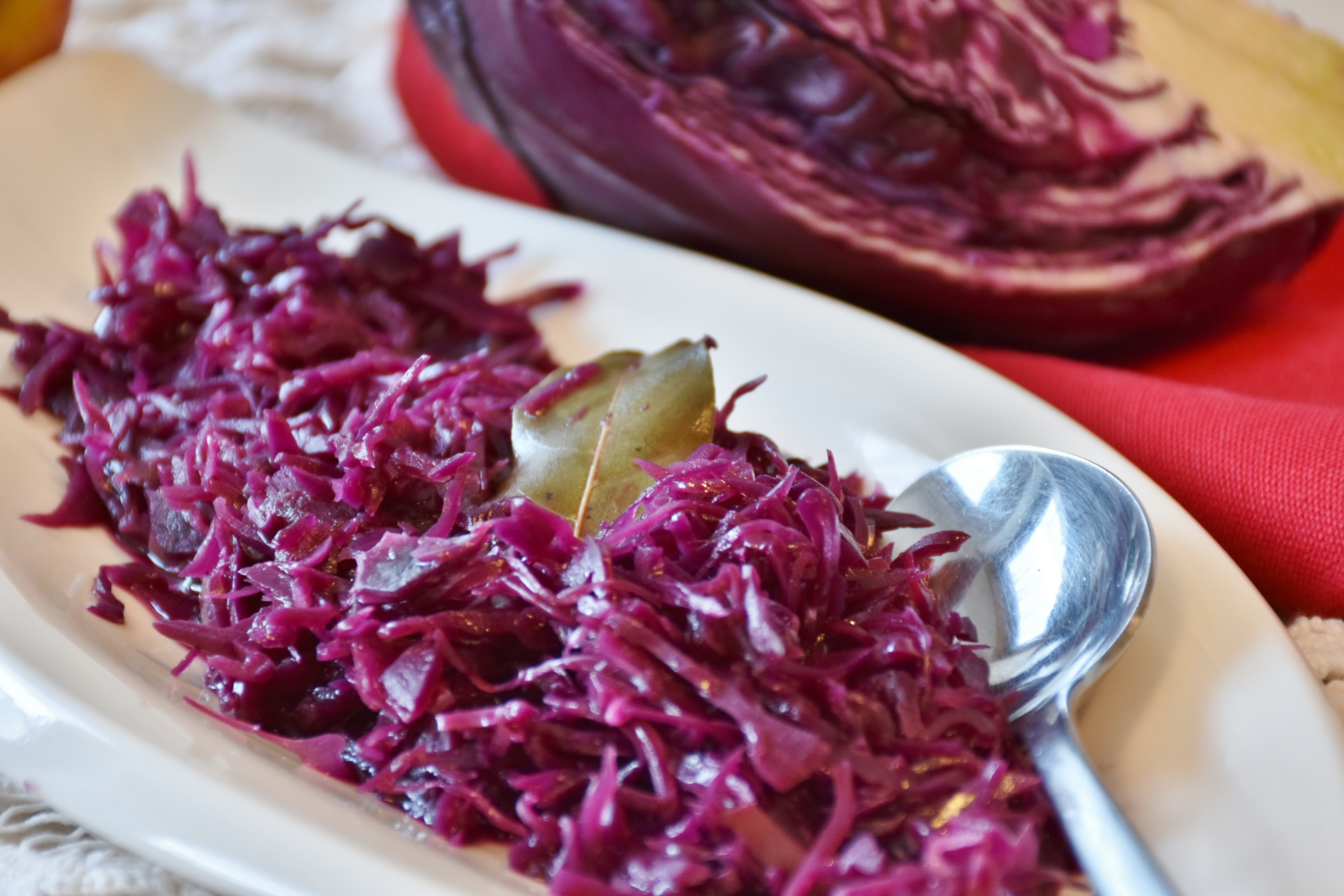 purple vegetables with silver spoon